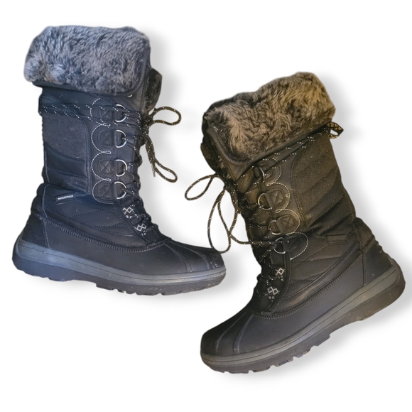 SOREL STYLE KNKRT - Womans Waterproof Black Fur Trimmed Winter Boots Size 8 - Picture 8 of 8